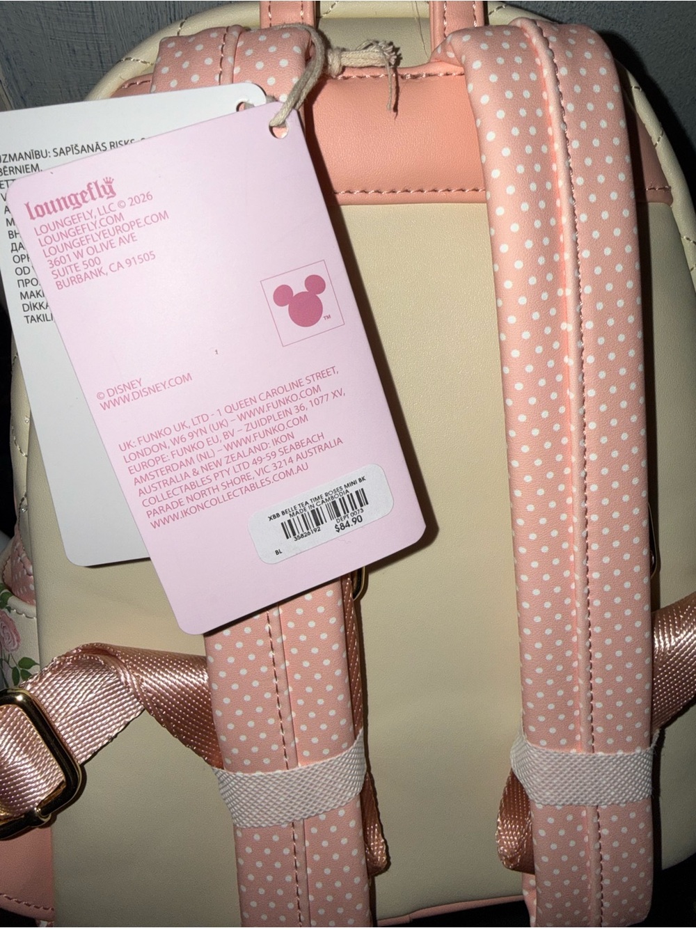 Loungefly Belle Floral Mini Backpack - Cream, Pink & Yellow - Picture 4 of 4